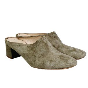 Everlane Suede Leather The Day Heel Mule 6 Block Heels Light Olive Green